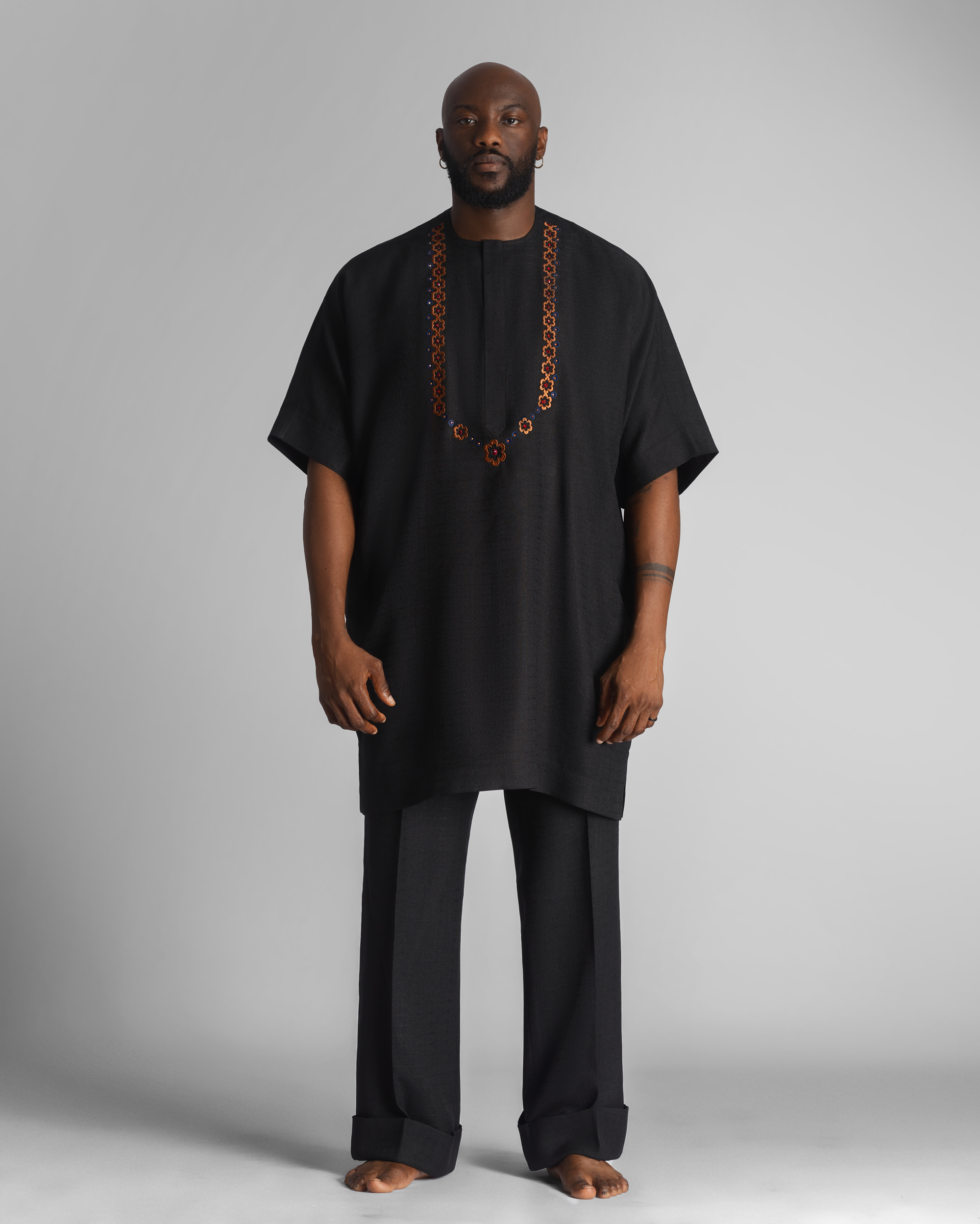 Ensemble Danshiki deux pièces avec pantalon coupe ample
