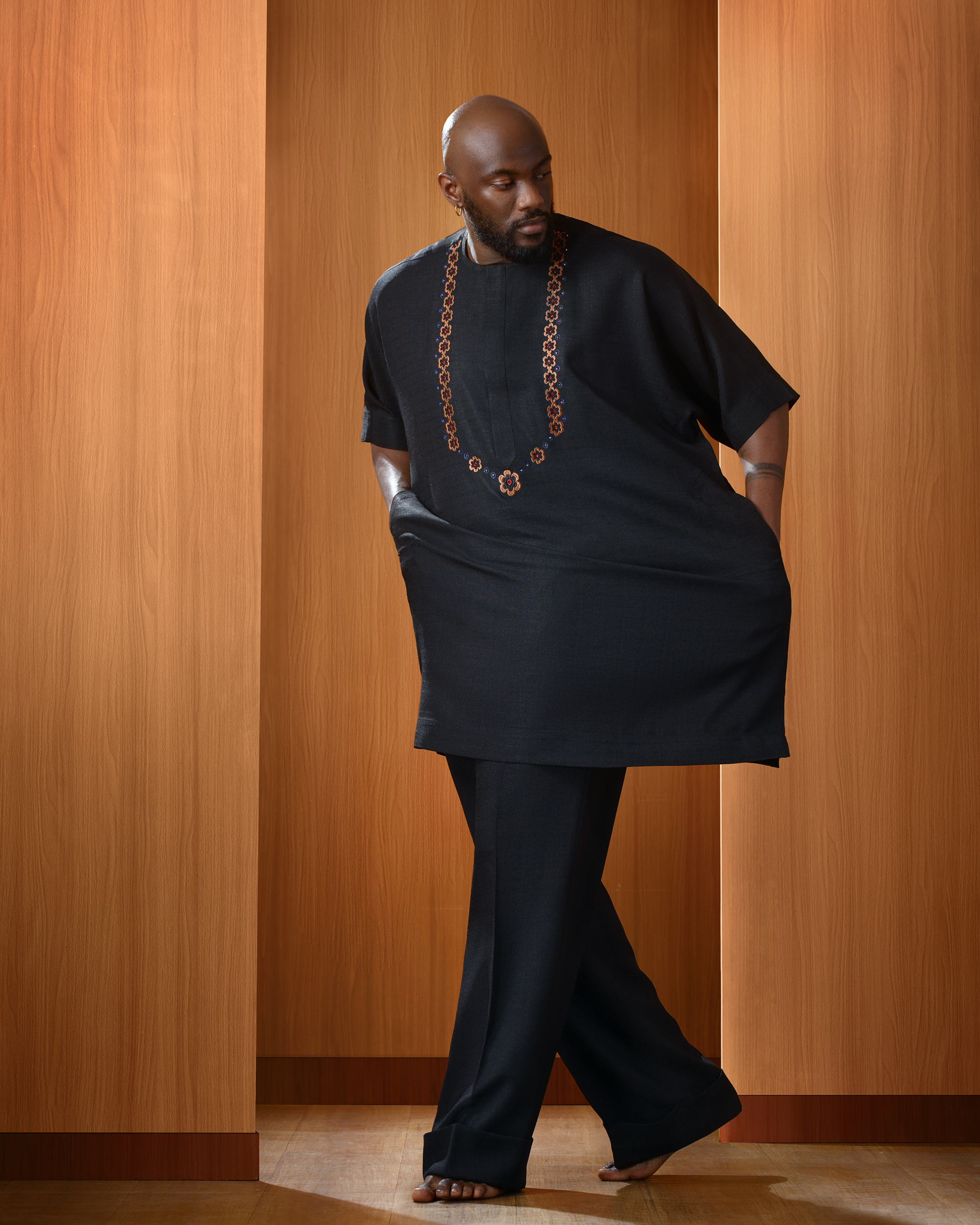 Ensemble Danshiki deux pièces avec pantalon coupe ample