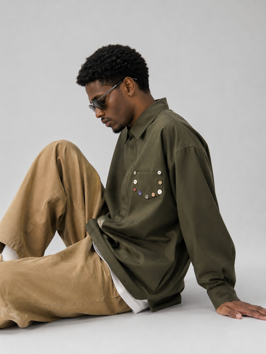 Green Multi-button Shirt