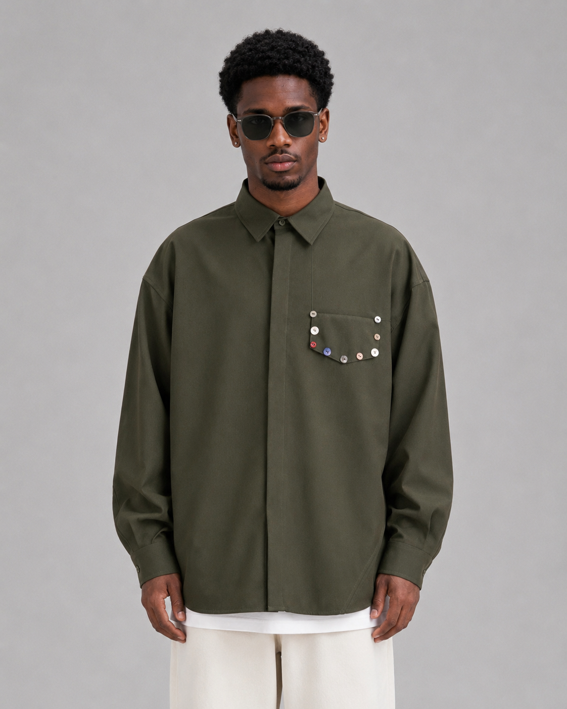 Green Multi-button Shirt