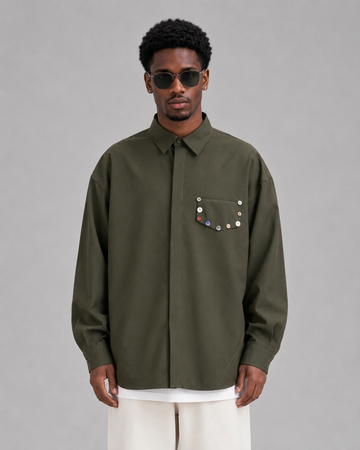 Green Multi-button Shirt