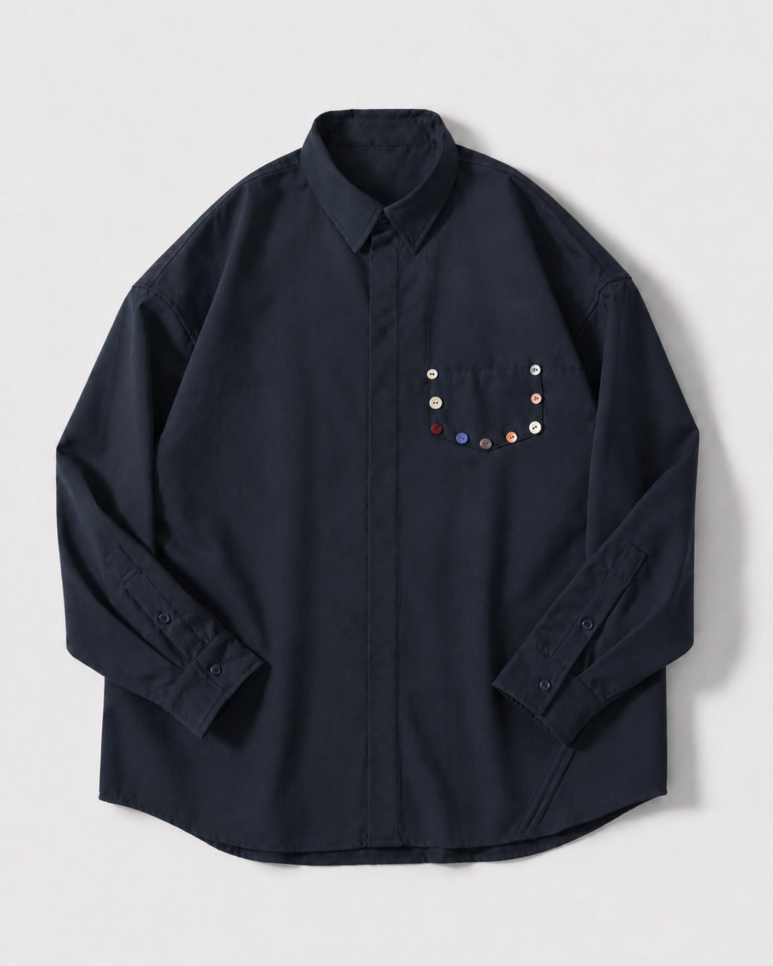 Navy Multi-button Shirt